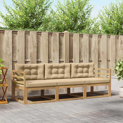 Utomhussoffset med kudde 3 pcs Vit och Beige Polyester