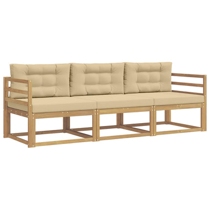 Utomhussoffset 3 st Vit och Beige Polyester