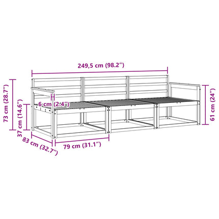 Utomhussoffset 3 pcs Vit 249,5 x 83 x 73 cm Massivt Akaciaträ