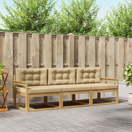 Utomhussoffset med kudde 3 pcs Vit och Beige Polyester