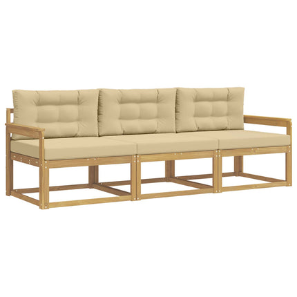 Utomhussoffset 3 st Vit och Beige Polyester
