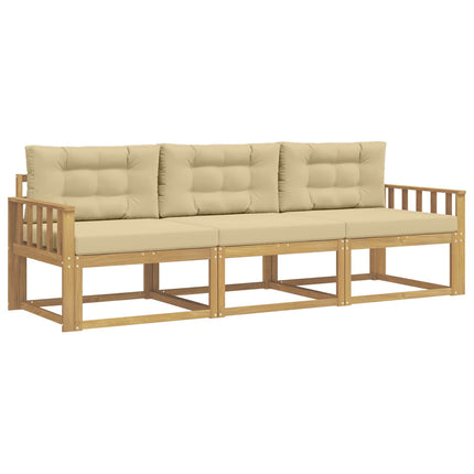 Utomhussoffset med kudde 3 pcs Vit och Beige Polyester