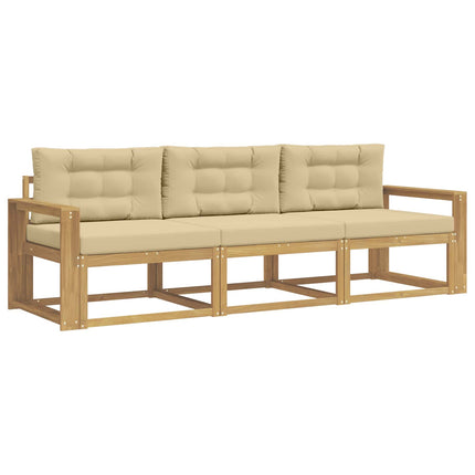 Utomhussoffset 3 st Vit och Beige Polyester