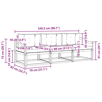 Utomhussoffset med kudde 3 pcs Vit och antracit Polyester
