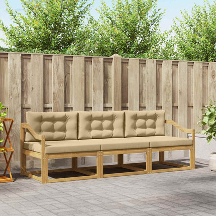 Utomhussoffset med kudde 3 pcs Vit och Beige Polyester