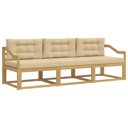 Utomhussoffset med kudde 3 pcs Vit och Beige Polyester