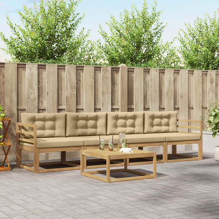 Utomhussoffset med kudde 4 pcs Vit och Beige