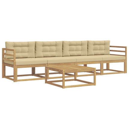 Utomhussoffset med kudde 4 pcs Vit och Beige