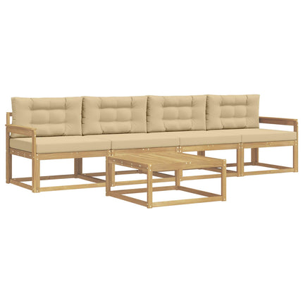 Utomhussoffset med kudde 4 pcs Vit och Beige
