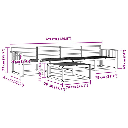 Utomhussoffset 5 pcs Vit 79 x 79 x 37 cm Massivt Akaciaträ