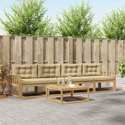 Utomhussoffset med kudde 4 pcs Vit och Beige