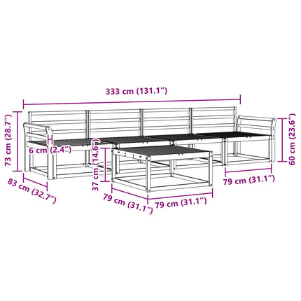 Utomhussoffset 5 pcs Vit 79 x 79 x 37 cm Massivt Akaciaträ