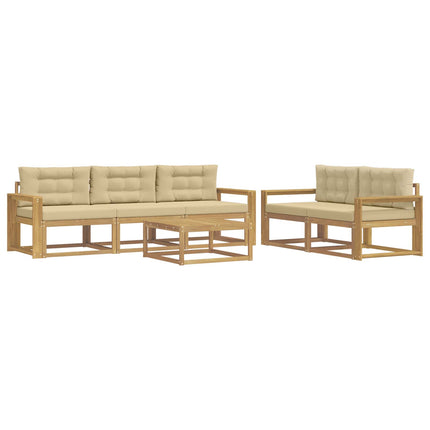 Utomhussoffset med kudde 6 pcs Vit och Beige