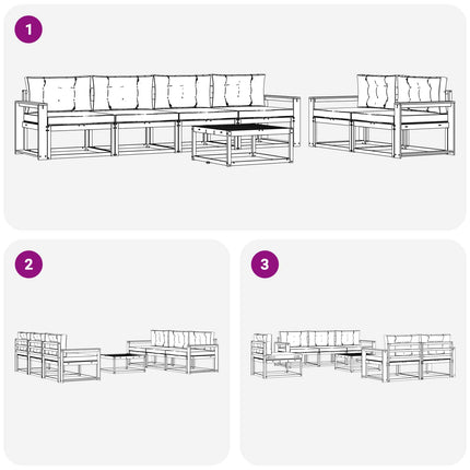 Utomhussoffset med kudde 6 pcs Vit och Beige