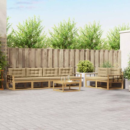 Utomhussoffset med kudde 6 pcs Vit och Beige