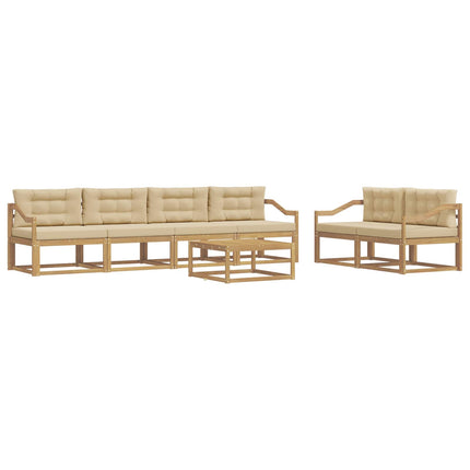 Utomhussoffset med kudde 6 pcs Vit och Beige