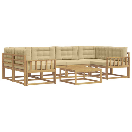 Utomhussoffset med kudde 5 pcs Vit och Beige