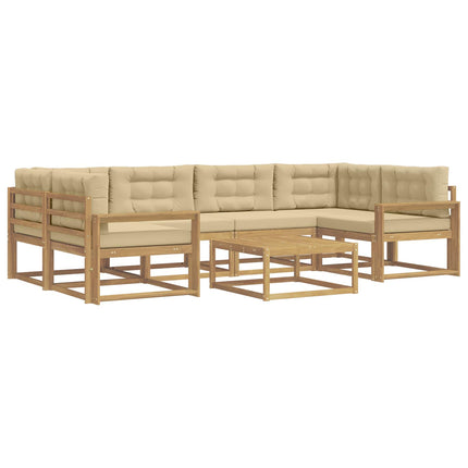Utomhussoffset med kudde 5 pcs Vit och Beige