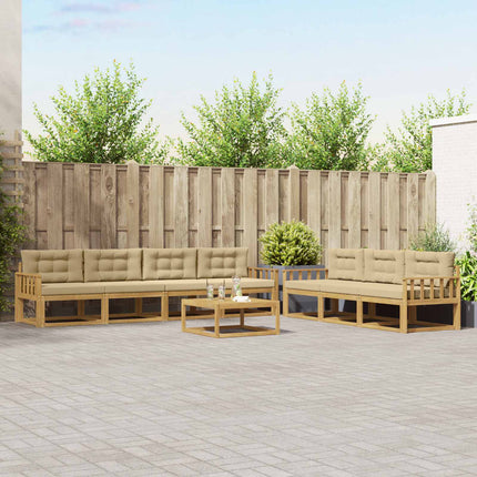Utomhussoffset med kudde 7 pcs Vit och Beige