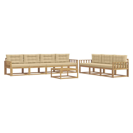 Utomhussoffset med kudde 7 pcs Vit och Beige