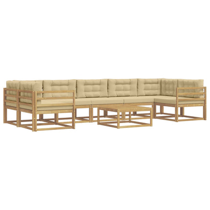 Utomhussoffset med kudde 6 pcs Vit och Beige