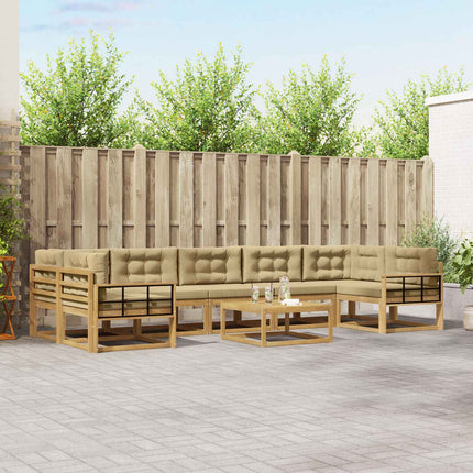 Utomhussoffset med kudde 6 pcs Vit och Beige
