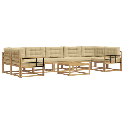 Utomhussoffset med kudde 6 pcs Vit och Beige
