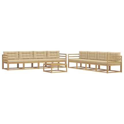 Utomhussoffset 9 st Vit och Beige Polyester
