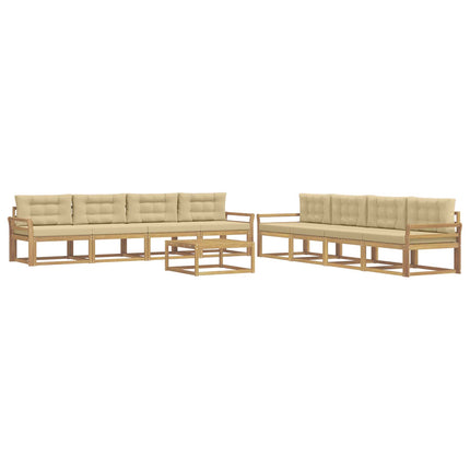 Utomhussoffset 9 st Vit och Beige Polyester