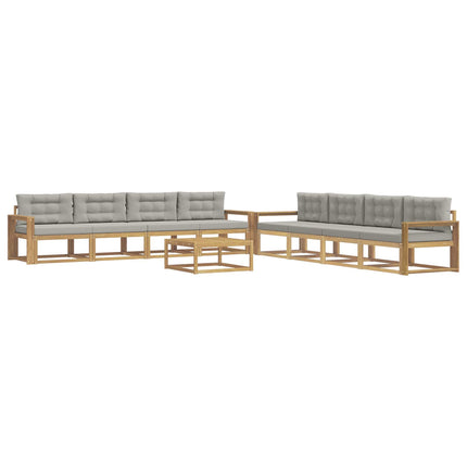 Utomhussoffset 9 pcs Vit och ljusgrå 79 x 79 x 37 cm Polyester