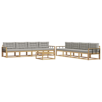 Utomhussoffset 9 pcs Vit och ljusgrå 79 x 79 x 37 cm Polyester