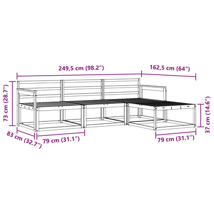 Utomhussoffset 4 pcs Vit 249,5 x 162,5 x 73 cm
