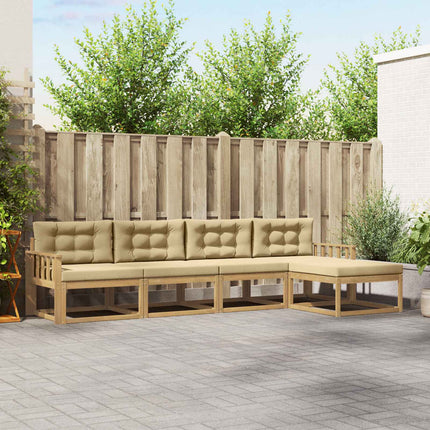 Utomhussoffset med kudde 4 pcs Vit och Beige Polyester