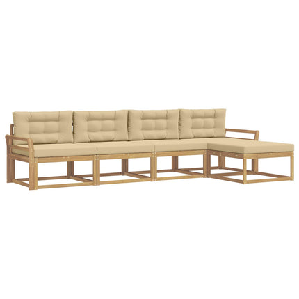 Utomhussoffset med kudde 4 pcs Vit och Beige Polyester