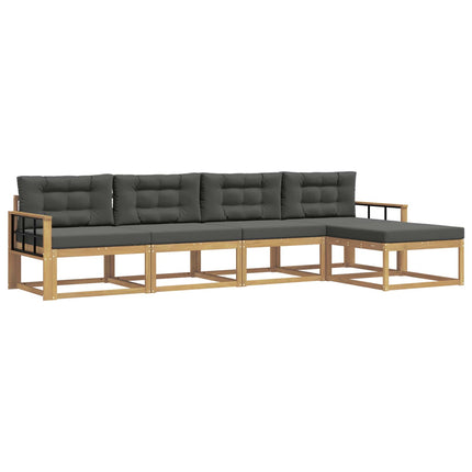Utomhussoffset med kudde 4 pcs Vit och antracit Polyester