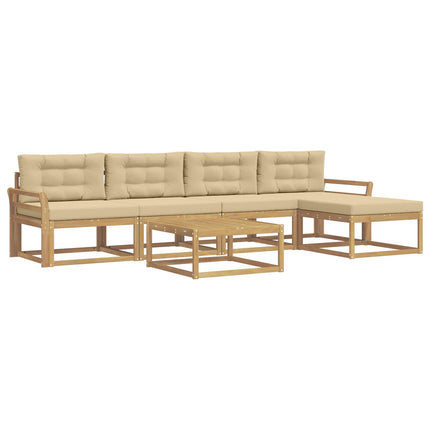 Utomhussoffset 6 st Vit och Beige Polyester