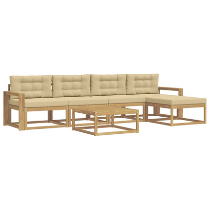 Utomhussoffset 6 st Vit och Beige Polyester