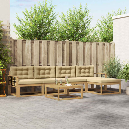 Utomhussoffset 6 pcs Vit och Beige 79 x 79 x 37 cm Polyester