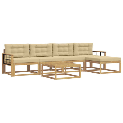 Utomhussoffset 6 pcs Vit och Beige 79 x 79 x 37 cm Polyester