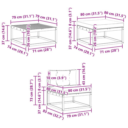 Utomhussoffset 6 pcs Vit och antracit 79 x 79 x 37 cm Polyester