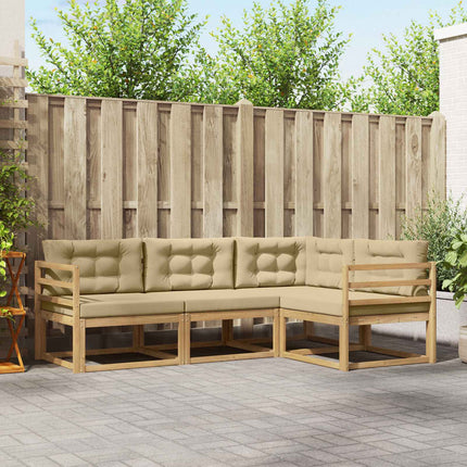 Utomhussoffset med kudde 3 pcs Vit och Beige Polyester