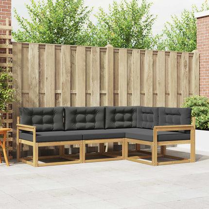 Utomhussoffset med kudde 3 pcs Vit och antracit Polyester