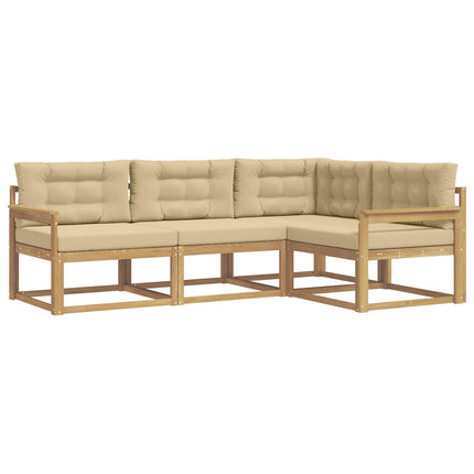 Utomhussoffset med kudde 3 pcs Vit och Beige Polyester