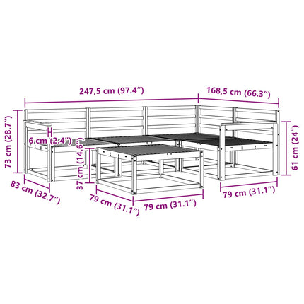 Utomhussoffset 5 pcs Vit 79 x 79 x 37 cm Massivt Akaciaträ