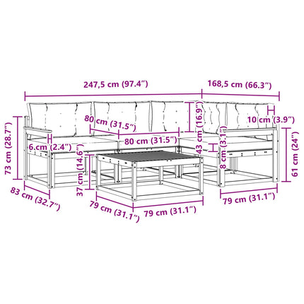 Utomhussoffset 5 pcs Vit och grädde 79 x 79 x 37 cm Polyester