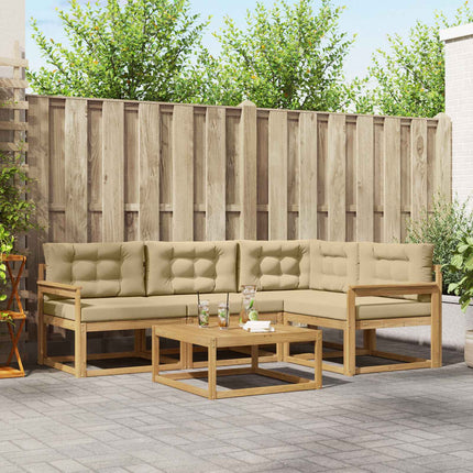 Utomhussoffset 5 pcs Vit och Beige 79 x 79 x 37 cm Polyester