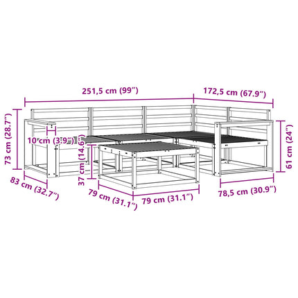 Utomhussoffset 5 pcs Vit 79 x 79 x 37 cm Massivt Akaciaträ