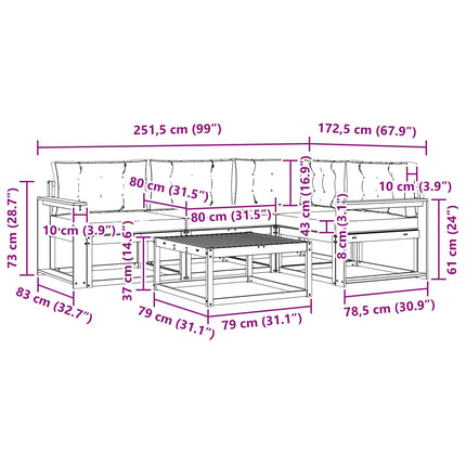 Utomhussoffset 5 pcs Vit och antracit 79 x 79 x 37 cm Polyester