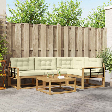 Utomhussoffset 5 pcs Vit och grädde 79 x 79 x 37 cm Polyester
