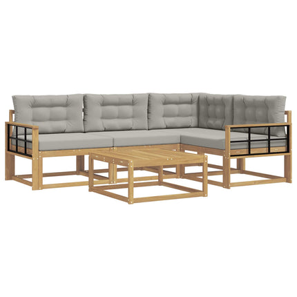 Utomhussoffset 5 pcs Vit och ljusgrå 79 x 79 x 37 cm Polyester